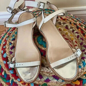 Loeffler Randall White Leather Ankle Strap Sandals